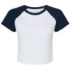 Bella+Canvas Women's Micro Rib Raglan Baby Tee White Navy