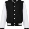 Build Your Brand Kids' Organic Sweat College Jacket Black White