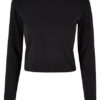 Build Your Brand Ladies Short Longsleeve Tee Black
