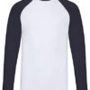 Fruit of the Loom Long Sleeve Baseball T White Deep Navy