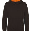 Just Hoods Kids' Varsity Hoodie Jet Black Orange Crush