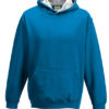 Just Hoods Kids' Varsity Hoodie Sapphire Blue Heather Grey