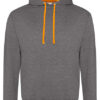 Just Hoods Varsity Hoodie Charcoal (heather) Orange Crush