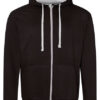 Just Hoods Varsity Zoodie Jet Black Heather Grey