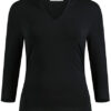 Kustom Kit Regular Fit Mandarin Collar Top 3/4 Sleeve Black